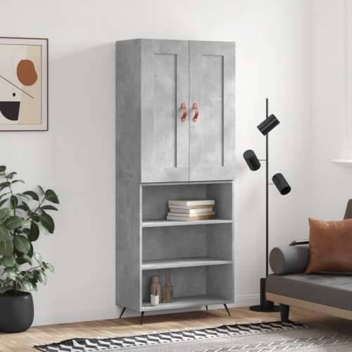 Visoka komoda siva betona 69,5x34x180 cm od konstruiranog drva - Beton siva 1 3 police Cijena
