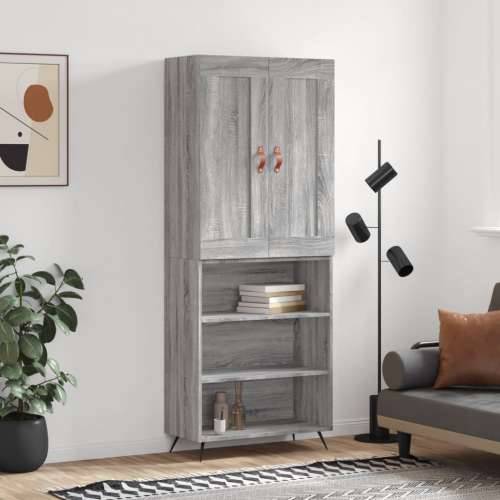 Visoka komoda siva sonome 69,5x34x180 cm od konstruiranog drva - Sivi hrast sonoma 1 3 police Cijena