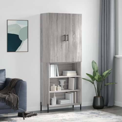 Visoka komoda siva sonome 69,5x34x180 cm od konstruiranog drva - Sivi hrast sonoma 1 3 police Cijena