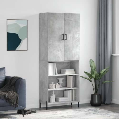 Visoka komoda siva betona 69,5x34x180 cm od konstruiranog drva - Beton siva 1 3 police Cijena