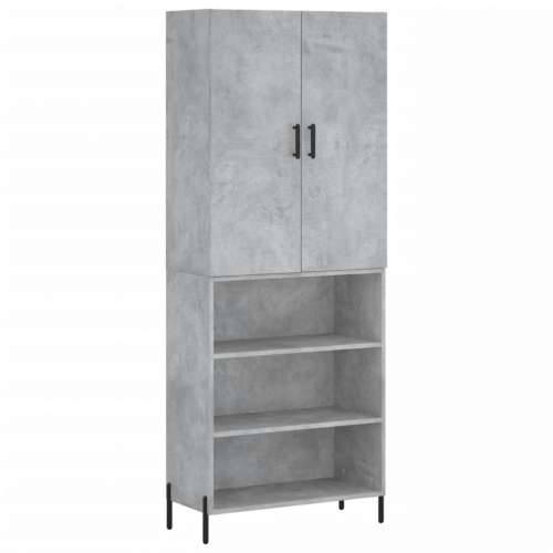 Visoka komoda siva betona 69,5x34x180 cm od konstruiranog drva - Beton siva 1 3 police Cijena