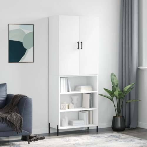 Visoka komoda bijela 69,5x34x180 cm konstruirano drvo - Bijela 1 3 police Cijena
