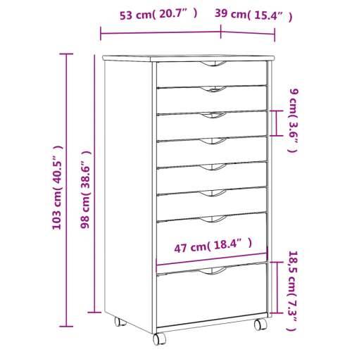 Pokretni ormarić s ladicama MOSS bijeli od masivne borovine - Bijela 53 x 39 x 103 cm 1 Cijena