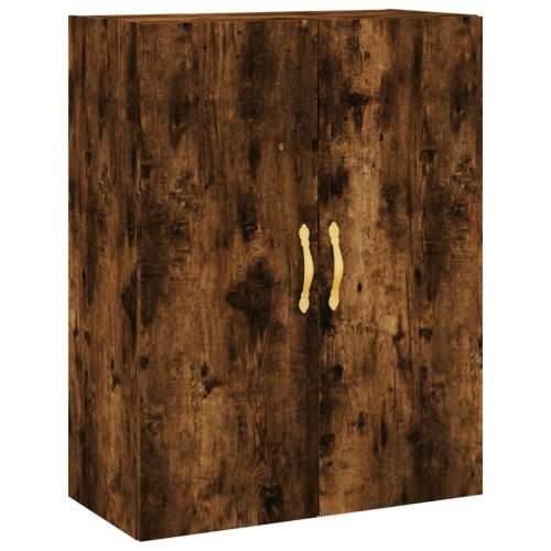 Visoka komoda dimljeni hrast 69,5x34x180 cm konstruiranog drva - Dimljeni hrast 1 1 drvena vrata 3 ladice Cijena