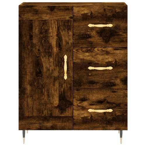 Visoka komoda dimljeni hrast 69,5x34x180 cm konstruiranog drva - Dimljeni hrast 1 1 drvena vrata 3 ladice Cijena