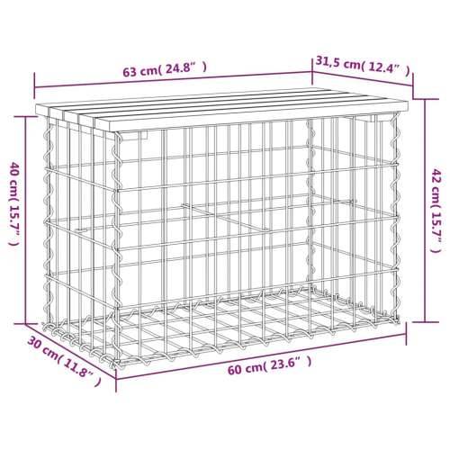 Vrtna klupa s gabionskim dizajnom 63x31,5x42cm masivna borovina - Prirodna boja bora 63 x 31,5 x 42 cm 1 Cijena