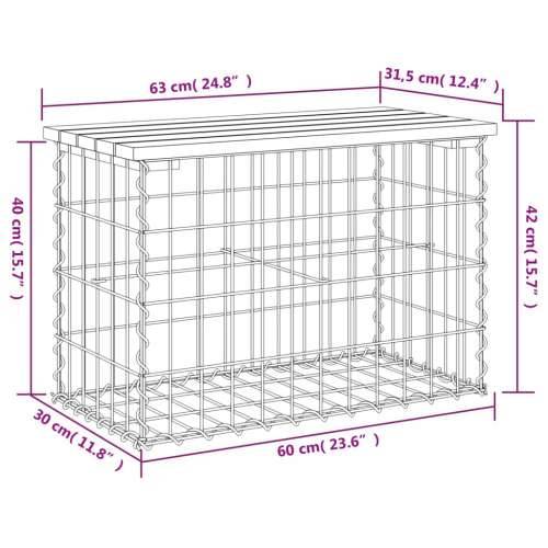 Vrtna klupa s gabionskim dizajnom 63 x 31,5 x 42 cm od borovine - Tamno smeđa 63 x 31,5 x 42 cm 1 Cijena