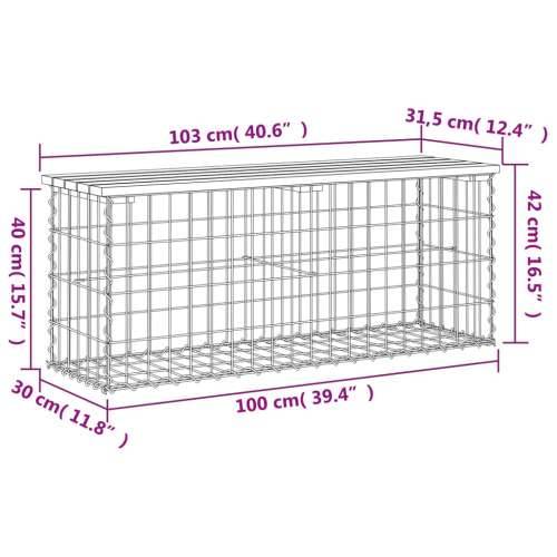 Vrtna klupa s gabionskim dizajnom 103x31,5x42 cm od borovine - Prirodna boja bora 103 x 31,5 x 42 cm 1 Cijena