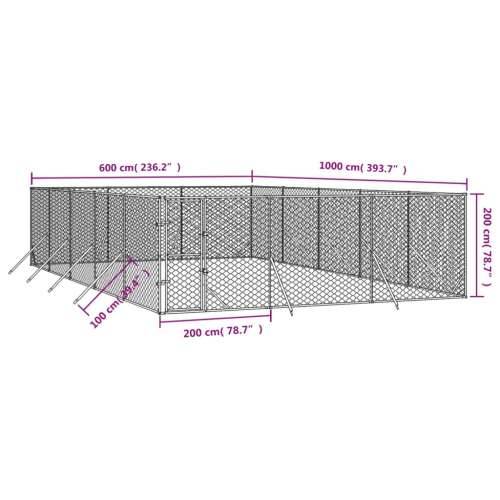 Vanjski kavez za pse srebrni 6 x 10 x 2 m od pocinčanog čelika - 6 x 10 x 2 m 1 Cijena