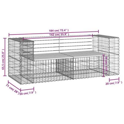 Vrtna klupa s gabionskim dizajnom 184x71x65,5 cm drvo duglazije - Prirodni douglas 1 Cijena