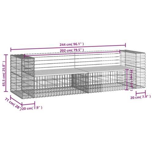 Vrtna klupa s gabionskim dizajnom 244x71x65,5 cm drvo duglazije - Prirodni douglas 1 Cijena