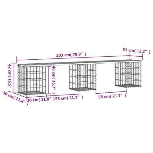 Vrtna klupa s gabionskim dizajnom 203x31x42 cm drvo duglazije - Prirodni douglas 203 x 31 x 42 cm 1 Cijena