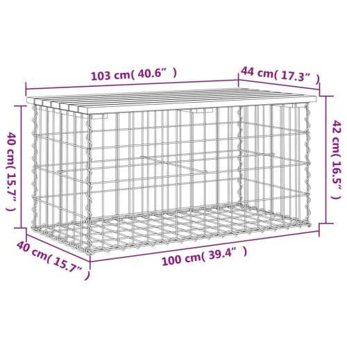 Vrtna klupa s gabionskim dizajnom 103x44x42 cm masivna borovina Prirodna boja bora 103 x 44 x 42 cm 1 Cijena