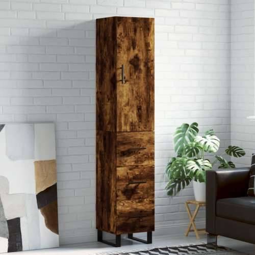 Visoka komoda dimljeni hrast 34,5x34x180cm konstruiranog drva - Dimljeni hrast 1 3 ladice Cijena