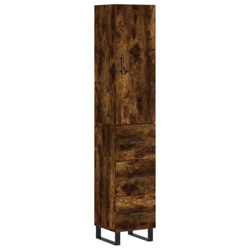 Visoka komoda dimljeni hrast 34,5x34x180cm konstruiranog drva - Dimljeni hrast 1 3 ladice Cijena