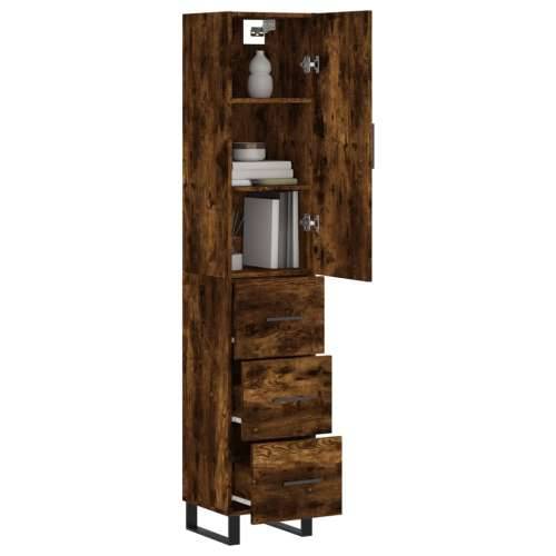 Visoka komoda dimljeni hrast 34,5x34x180cm konstruiranog drva - Dimljeni hrast 1 3 ladice Cijena