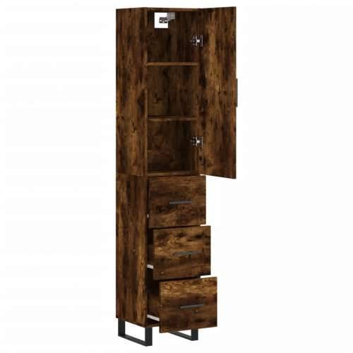 Visoka komoda dimljeni hrast 34,5x34x180cm konstruiranog drva - Dimljeni hrast 1 3 ladice Cijena