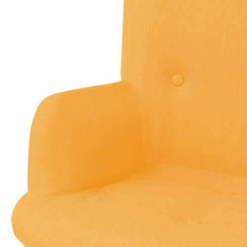 Fotelja s osloncem za noge od tkanine žuta Cijena