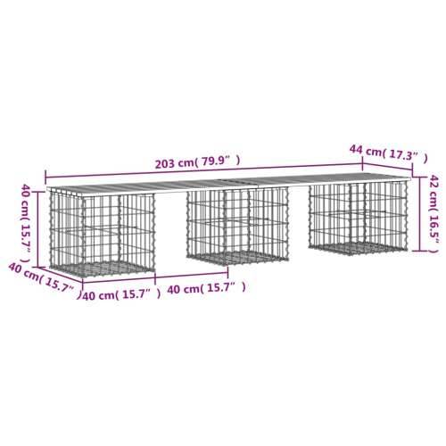 Vrtna klupa s gabionskim dizajnom 203 x 44 x 42 cm od borovine - Tamno smeđa 203 x 44 x 42 cm 1 Cijena