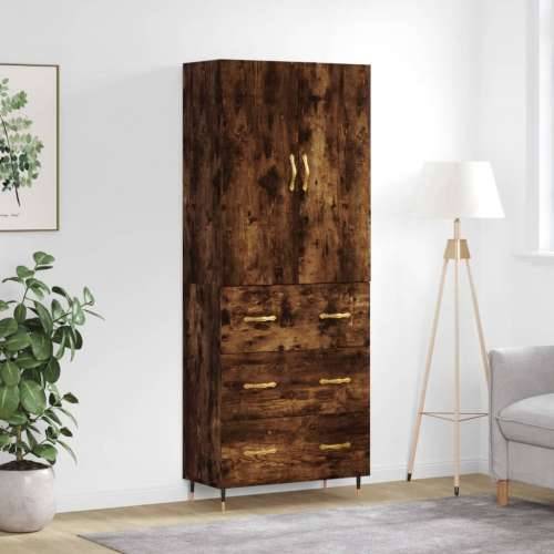 Visoka komoda dimljeni hrast 69,5x34x180 cm konstruiranog drva - Dimljeni hrast 1 3 ladice Cijena