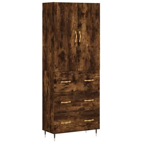 Visoka komoda dimljeni hrast 69,5x34x180 cm konstruiranog drva - Dimljeni hrast 1 3 ladice Cijena