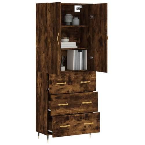 Visoka komoda dimljeni hrast 69,5x34x180 cm konstruiranog drva - Dimljeni hrast 1 3 ladice Cijena