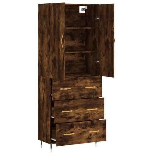 Visoka komoda dimljeni hrast 69,5x34x180 cm konstruiranog drva - Dimljeni hrast 1 3 ladice Cijena