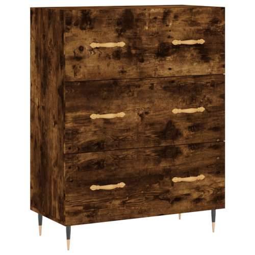 Visoka komoda dimljeni hrast 69,5x34x180 cm konstruiranog drva - Dimljeni hrast 1 3 ladice Cijena