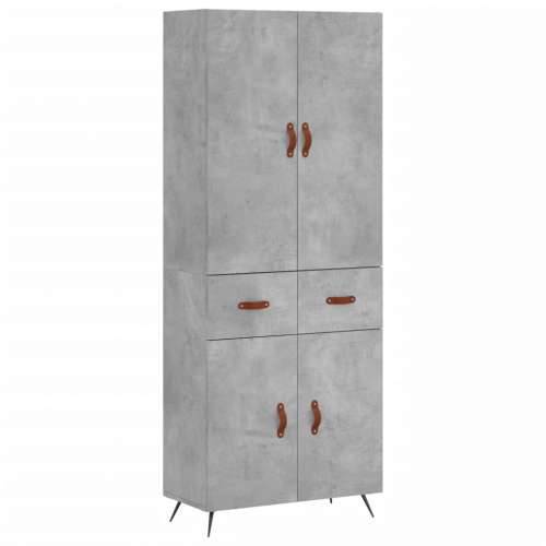 Visoka komoda siva betona 69,5x34x180 cm od konstruiranog drva - Beton siva 1 2 vrata 2 ladice Cijena