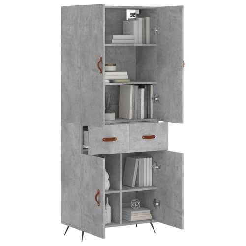 Visoka komoda siva betona 69,5x34x180 cm od konstruiranog drva - Beton siva 1 2 vrata 2 ladice Cijena