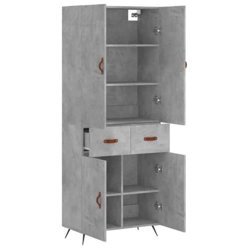 Visoka komoda siva betona 69,5x34x180 cm od konstruiranog drva - Beton siva 1 2 vrata 2 ladice Cijena