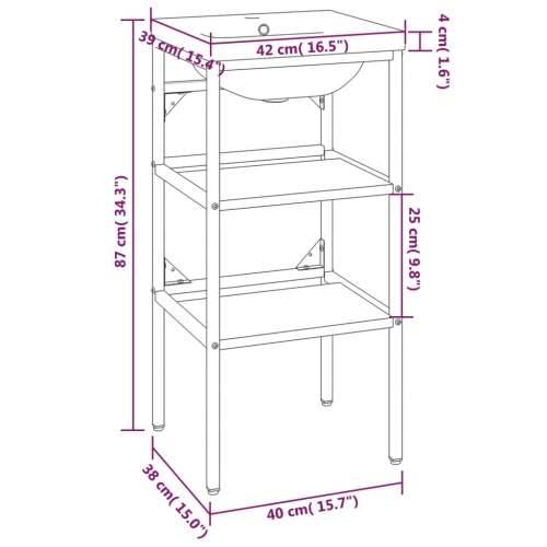 Kupaonski okvir s ugrađenim Lavabo - Umivaonikom crni željezni - Crna 40 x 38 x 83 cm 1 Cijena