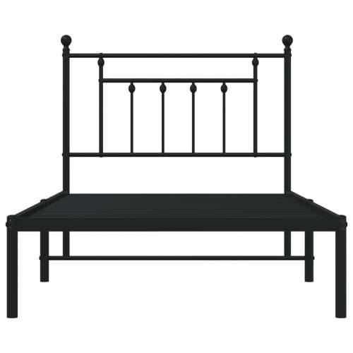Metalni okvir za krevet s uzglavljem crni 100x190 cm - Crna 100 x 190 cm s uzglavljem Cijena