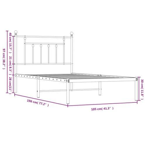 Metalni okvir za krevet s uzglavljem crni 100x190 cm - Crna 100 x 190 cm s uzglavljem Cijena