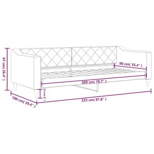 Dnevni krevet tamnosivi 90 x 200 cm od tkanine - Tamno siva 90 x 200 cm bez madraca Cijena
