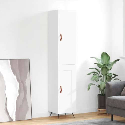 Visoka komoda bijeli 34,5x34x180 cm od konstruiranog drva - Bijela 1 1 drvena vrata Cijena