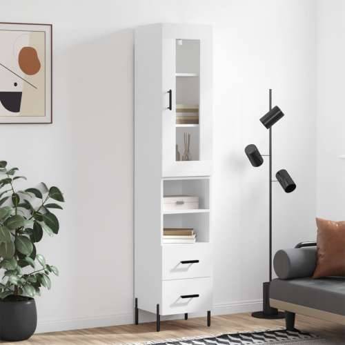 Visoka komoda bijeli 34,5x34x180 cm od konstruiranog drva - Bijela 1 2 ladice 2 police Cijena