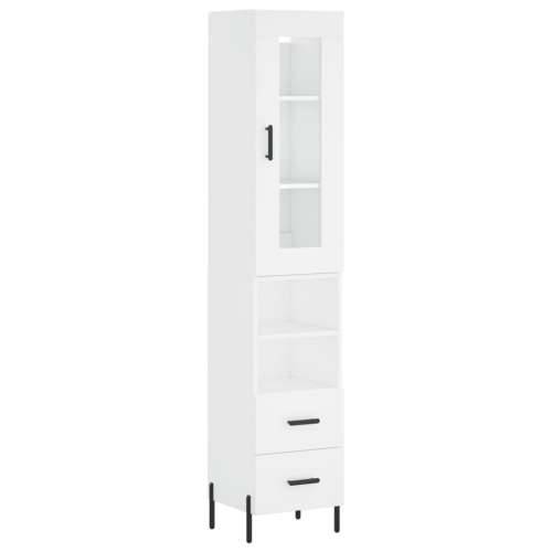Visoka komoda bijeli 34,5x34x180 cm od konstruiranog drva - Bijela 1 2 ladice 2 police Cijena