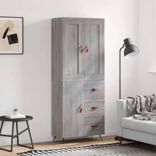 Visoka komoda siva sonome 69,5x34x180 cm od konstruiranog drva - Sivi hrast sonoma 1 1 vrata 3 ladice Cijena