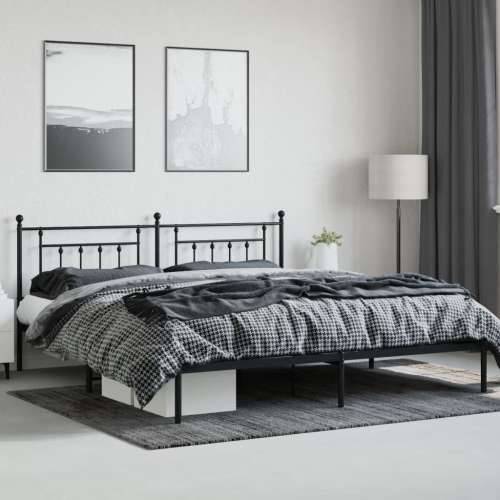 Metalni okvir za krevet s uzglavljem crni 200x200 cm - Crna 200 x 200 cm s uzglavljem Cijena
