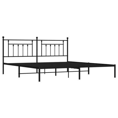 Metalni okvir za krevet s uzglavljem crni 200x200 cm - Crna 200 x 200 cm s uzglavljem Cijena