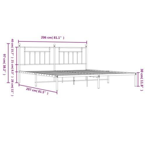 Metalni okvir za krevet s uzglavljem crni 200x200 cm - Crna 200 x 200 cm s uzglavljem Cijena