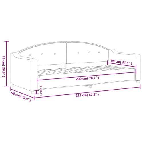 Dnevni krevet crni 80 x 200 cm od tkanine - Crna 80 x 200 cm bez madraca Cijena