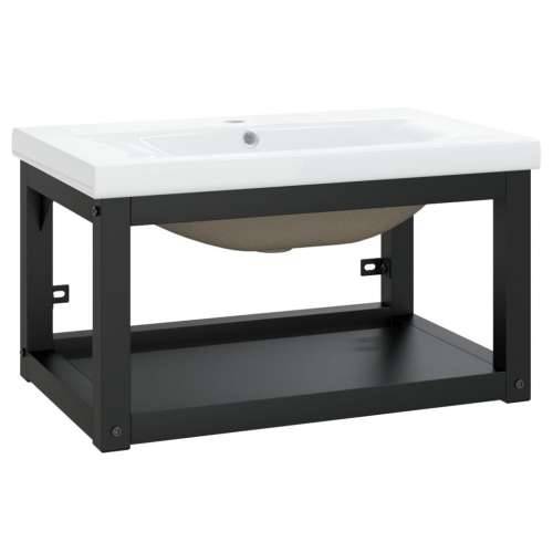 Kupaonski okvir s ugrađenim Lavabo - Umivaonikom crni željezni - Crna 59 x 38 x 31 cm 1 Cijena