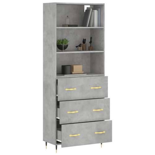 Visoka komoda siva betona 69,5x34x180 cm od konstruiranog drva - Beton siva 1 3 ladice Cijena