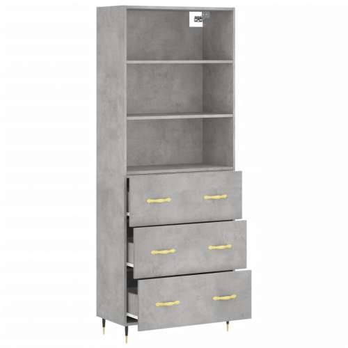 Visoka komoda siva betona 69,5x34x180 cm od konstruiranog drva - Beton siva 1 3 ladice Cijena
