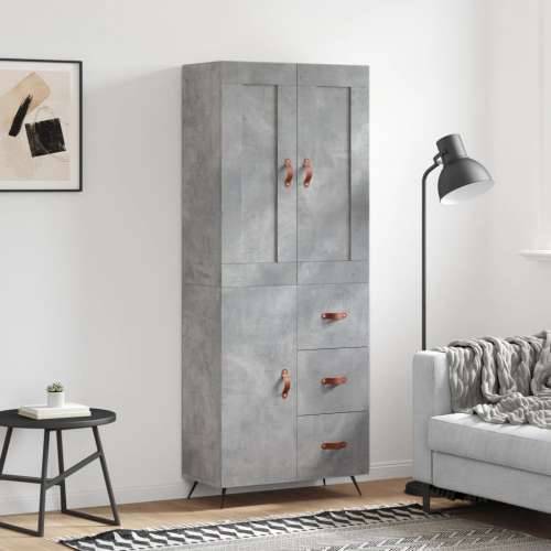 Visoka komoda siva betona 69,5x34x180 cm od konstruiranog drva - Beton siva 1 1 vrata 3 ladice Cijena