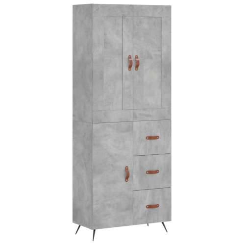 Visoka komoda siva betona 69,5x34x180 cm od konstruiranog drva - Beton siva 1 1 vrata 3 ladice Cijena
