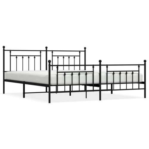 Metalni okvir kreveta uzglavlje i podnožje crni 200x200 cm - Crna 200 x 200 cm s uzglavljem i podnožjem Cijena