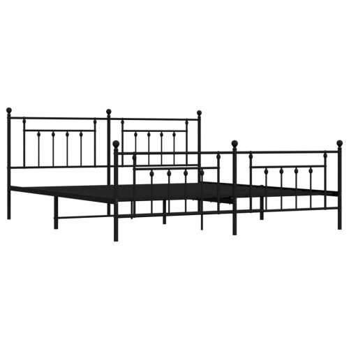 Metalni okvir kreveta uzglavlje i podnožje crni 200x200 cm - Crna 200 x 200 cm s uzglavljem i podnožjem Cijena